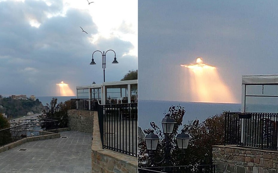 After the rain, a ‘sign of Jesus’ appeared in the sky! Residents and tourists are coming out to the streets to photograph the image in the sky.