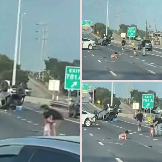 “Unbelievable!” Shocking Video Shows Toddlers Wandering on Texas Highway After Crash