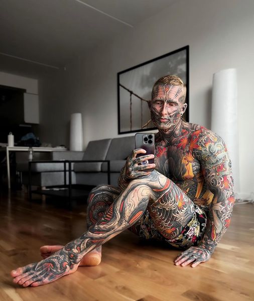 Tattoo addict inks 95 percent of his body, reveals what he looked like just 5 years ago