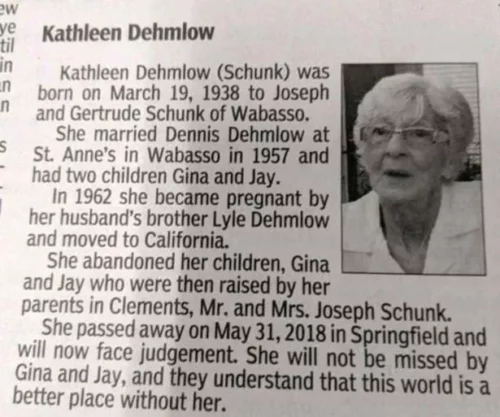 They tore mother down when writing her obituary